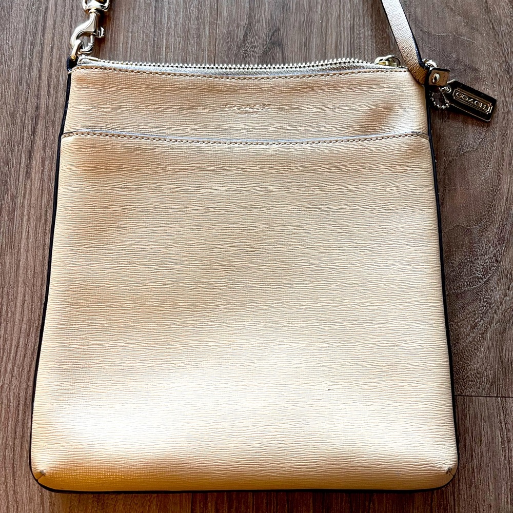 Tan leather coach purse